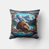 ビーバー建物ロッジバイマウンテンレイクインカナダ クッション (裏面)