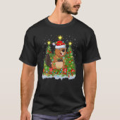 ビーバー照明クリスマスツリーおもしろい恋人ビーバークリス Tシャツ (正面)