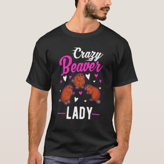 ビーバー熱狂するレディ Tシャツ (正面)