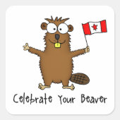 ビーバー祝ステッカー スクエアシール (正面)
