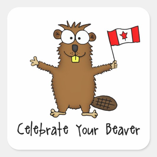 ビーバー祝ステッカー スクエアシール (正面)
