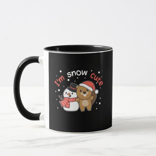 ビーバー私は雪かわいい雪だるまスノーパン マグカップ (左)