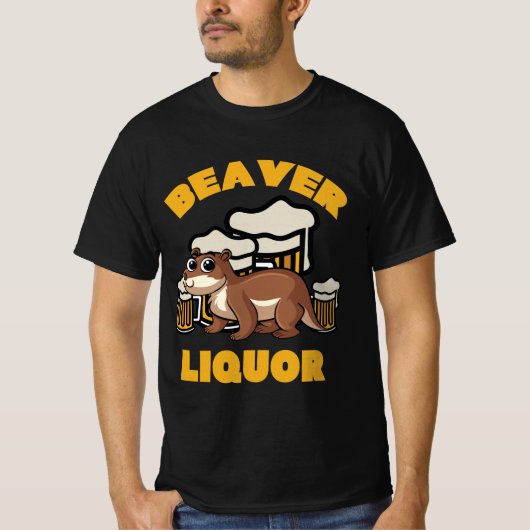 ビーバー酒飲みパン動物愛好家ギフト Tシャツ (正面)