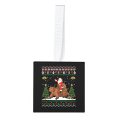 ビーバー醜いクリスマスおもしろいギフトサンタライディングビーバーCh キューブオーナメント (正面)