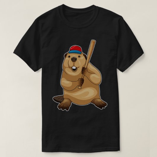 ビーバー野球こうもり野球 Tシャツ (デザイン正面)