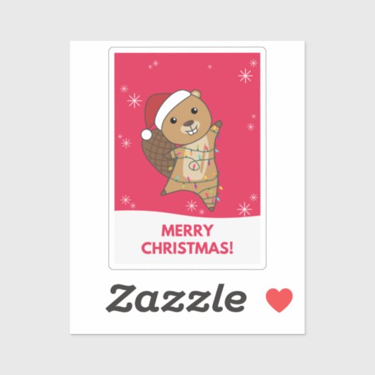 ビーバー陽気なクリスマス冬の動物ビーバーS シール (シート)