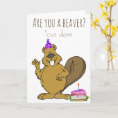 ビーバー面白い誕生日 カード (黄色い花)