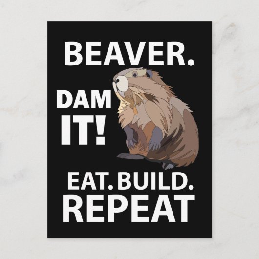 ビーバー食べビルドの繰り返しおもしろい ポストカード (正面)
