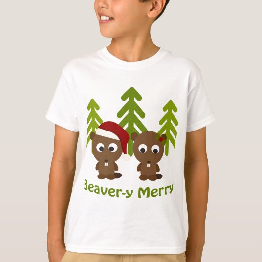ビーバー・イ・メリー!クリスマスビーバー Tシャツ (正面)