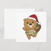 ビーバー クリスマス 冬 動物 ビーバー 招待状 (正面/裏面)