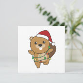 ビーバー クリスマス 冬 動物 ビーバー 招待状 (スタンド正面)
