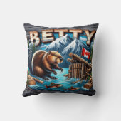 ビーバー、スノーマウンテン、海ビュー クッション (裏面)