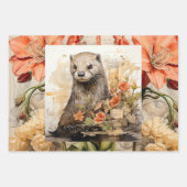 ビーバー&フラワーズインスパイアヴィンテージ ラッピングペーパーシート (正面3)