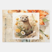 ビーバー&フラワーズインスパイアヴィンテージ ラッピングペーパーシート (正面)