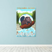 ビーバー&リバー – コロンビア渓谷，オレゴン キャンバスプリント (インサイチュ (ウッドフロア))