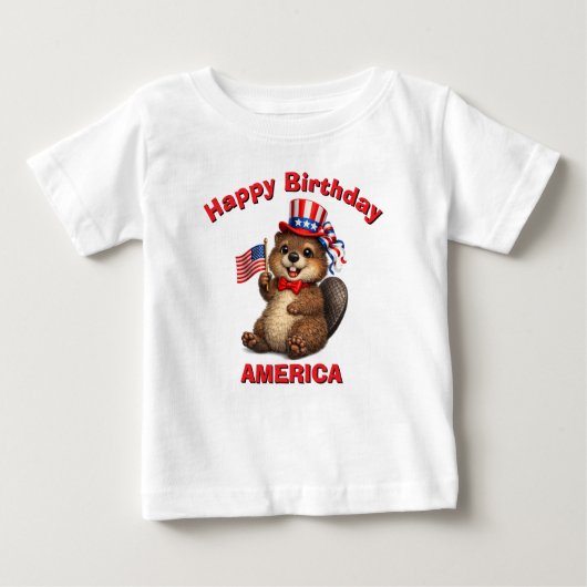 ビーバー (5才) 愛国心あふれる子供用Tシャツ ベビーTシャツ (正面)