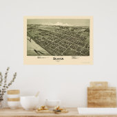 ビーバー， PAパノラママップ – 1900 ポスター (キッチン)