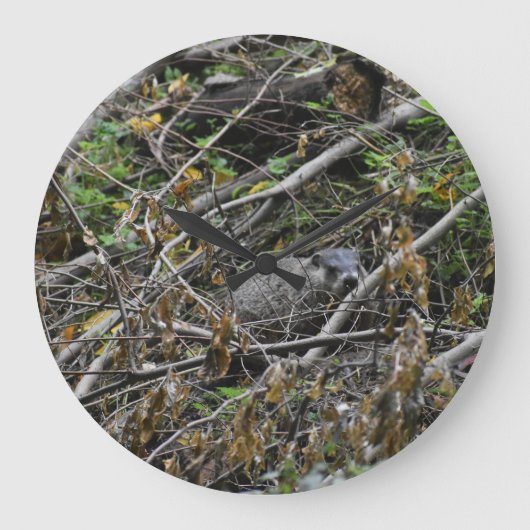 ビーバ忙しー ラージ壁時計 (正面)