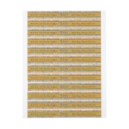 ビーパターンゴールデンアンバーフローラハニージャー ラップアラウンドラベル (シート)