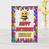 ビーパーソナライズされたおもしろいグリーティング誕生日カード カード (黄色い花)