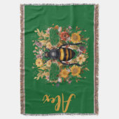 ビーパーソナライズされたとワイルドフラワー –  スローブランケット (正面縦)