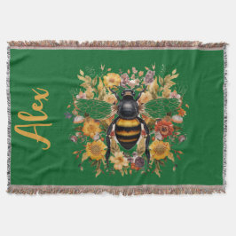 ビーパーソナライズされたとワイルドフラワー –  スローブランケット