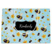 ビーパーソナライズされたツと花 ラージペーパーバッグ (正面)