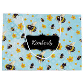 ビーパーソナライズされたツと花 ラージペーパーバッグ (裏面)