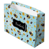 ビーパーソナライズされたツと花 ラージペーパーバッグ (裏面アングル)