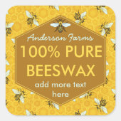 ビーパーソナライズされたツワラベとハニカム スクエアシール (正面)