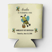 ビーパーソナライズされたテーマ1歳のパーティー 缶クーラー (正面)