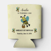 ビーパーソナライズされたテーマ1歳のパーティー 缶クーラー (裏面)