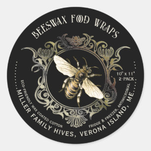 ビービーキーパーのビーズワックスフードラップラベル ラウンドシール