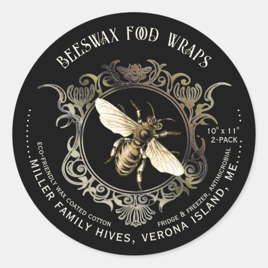 ビービーキーパーのビーズワックスフードラップラベル ラウンドシール (正面)