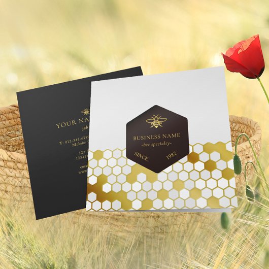 ビービーキーパーハニーアピアリスト金ゴールドブラック スクエア名刺