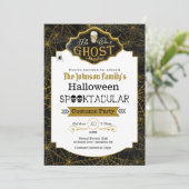 ビービービーアール幽霊ブラック&金ゴールドコスチュームパーティの招待状 カード (スタンド正面)