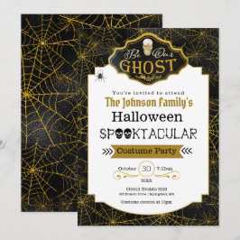 ビービービーアール幽霊ブラック&金ゴールドコスチュームパーティの招待状 カード