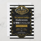 ビービービーアール幽霊ブラック&金ゴールドコスチュームパーティの招待状 カード (正面)