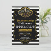 ビービービーアール幽霊ブラック&金ゴールドコスチュームパーティの招待状 カード (スタンド正面)