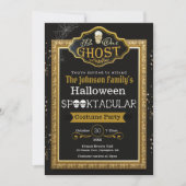 ビービービーアール幽霊ブラック&金ゴールドコスチュームパーティの招待状 カード (正面)