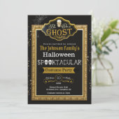 ビービービーアール幽霊ブラック&金ゴールドコスチュームパーティの招待状 カード (スタンド正面)