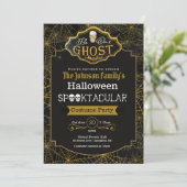 ビービービーアール幽霊ブラック&金ゴールドコスチュームパーティの招待状 カード (スタンド正面)