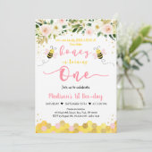 ビーピンク金ゴールドフローラガールファースト誕生日 招待状 (スタンド正面)