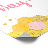 ビーピンク金ゴールドフローラベビーシャワーへようこそ ポスター (角)