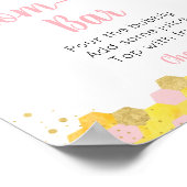 ビーピンク金ゴールドフローラベビーシャワーミモザバーサイン ポスター (角)