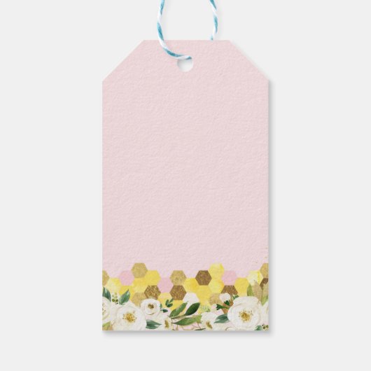 ビーピンク金ゴールドフローラ誕生日ありがとう ギフトタグ (裏面)