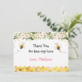 ビーピンク金ゴールドフローラ誕生日ありがとう サンキューカード (スタンド正面)