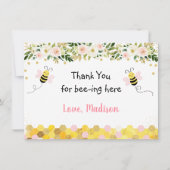 ビーピンク金ゴールドフローラ誕生日ありがとう サンキューカード (正面)