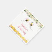 ビーピンク金ゴールドフローラ誕生日 スタンダードカクテルナプキン (角)