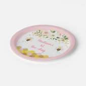 ビーピンク金ゴールドフローラ誕生日 ペーパープレート (アングル)